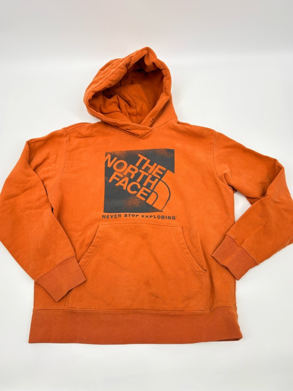 The North Face Men's Orange Crewneck Hoodie with Logo